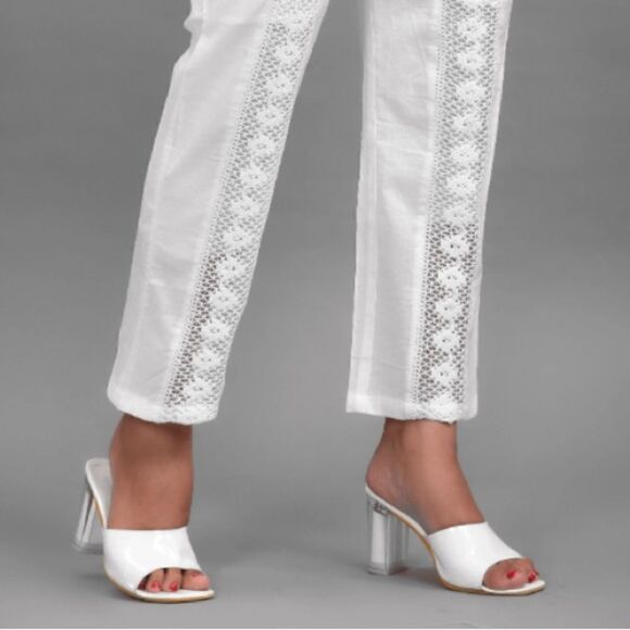 New Inca Cotton White Lace Palazzo Pants Women’s Size S - Picture 2 of 10